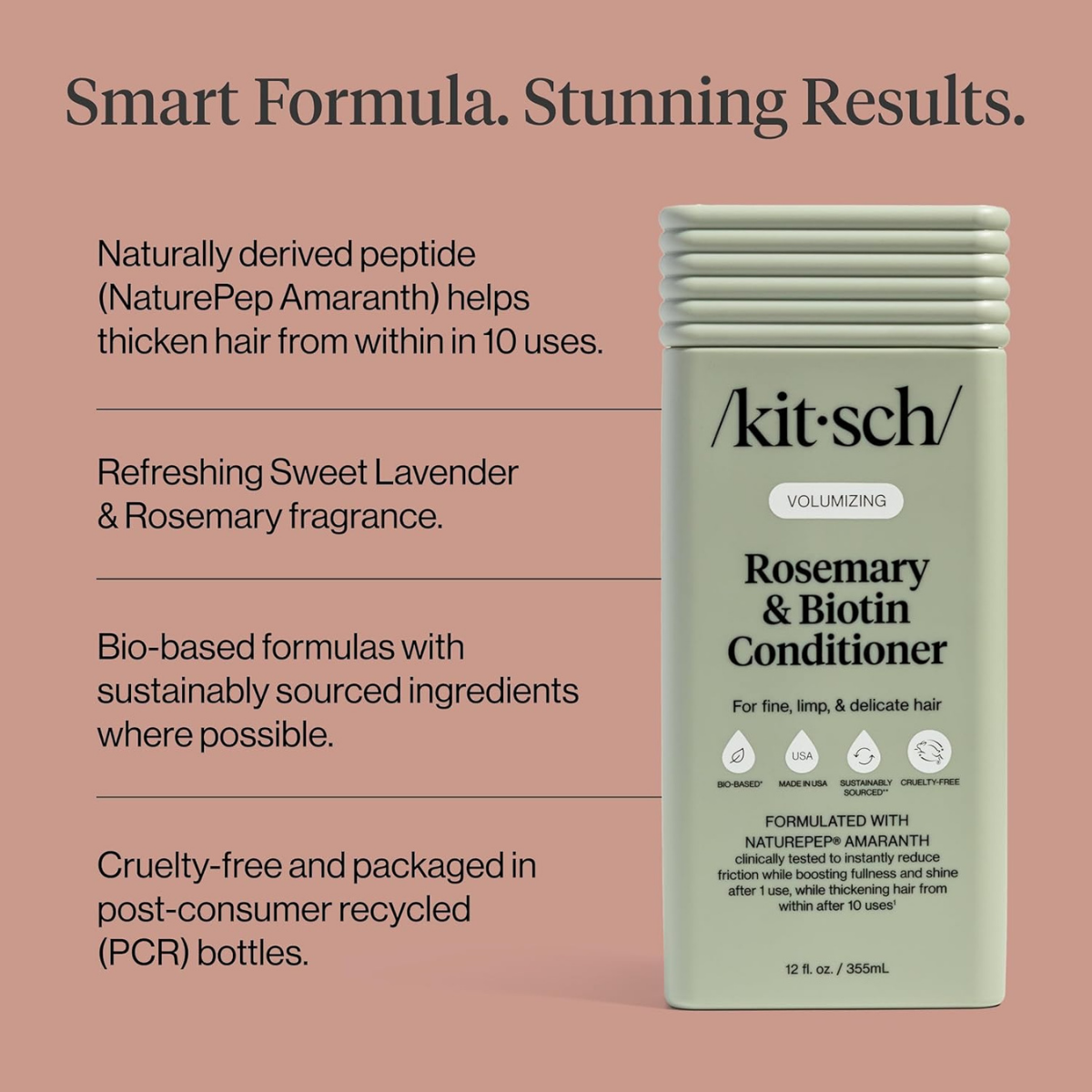 Kitsch Volumizing Rosemary & Biotin Liquid Conditioner for Women and Men for Hair Growth – Boosts Fullness & Shine After 1 Use, Thickening Bio-Based Hair Care, Color-Safe