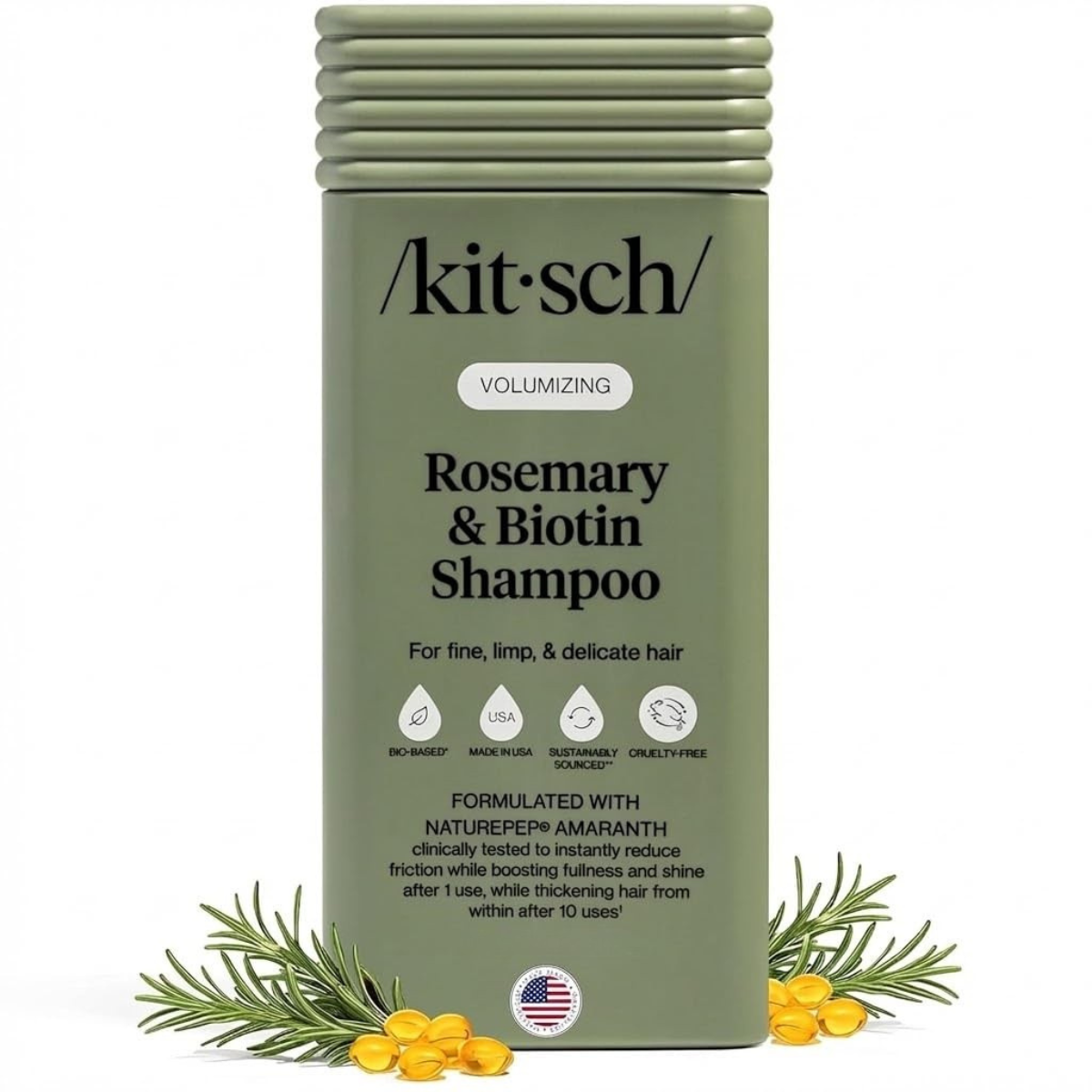 Kitsch Volumizing Rosemary & Biotin Liquid Shampoo for Hair Growth – Shampoo for Men and Women, Boosts Fullness & Shine After 1 Use – Clean Bio-Based Hair Care, Color-Safe