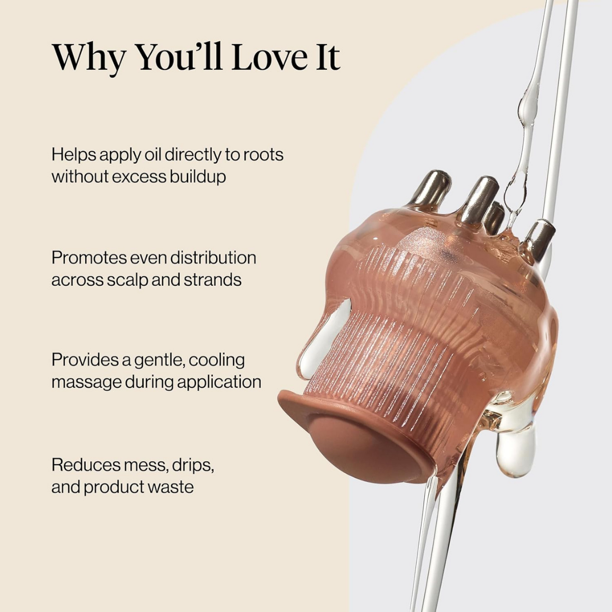 Kitsch Scalp & Hair Oil Applicator – Stainless Steel Bristles Scalp Oil Applicator for Even Distribution, Mess-Free Oiling & Head Massager Scalp – Precision Hair Care Tool for Roots & All Hair Types