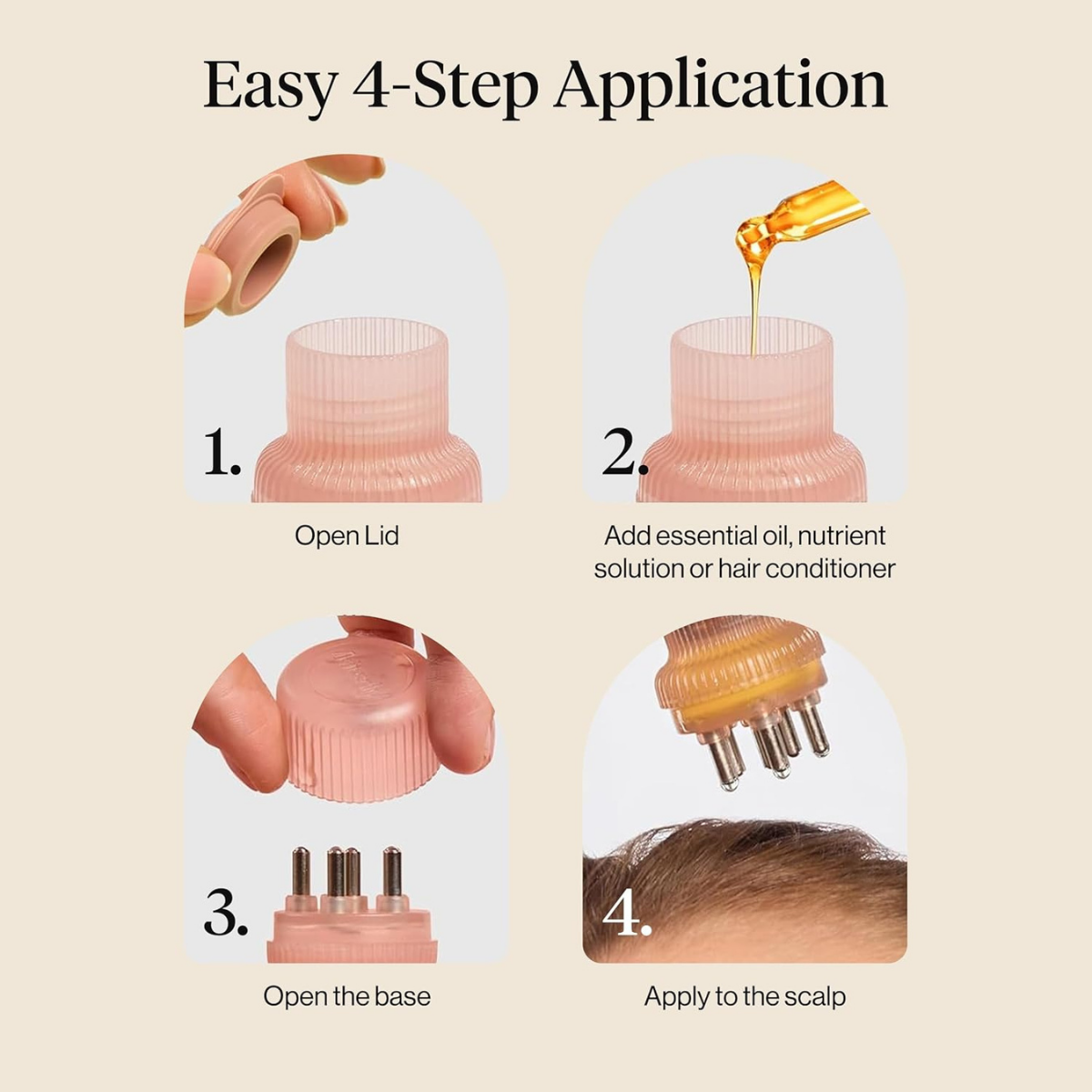 Kitsch Scalp & Hair Oil Applicator – Stainless Steel Bristles Scalp Oil Applicator for Even Distribution, Mess-Free Oiling & Head Massager Scalp – Precision Hair Care Tool for Roots & All Hair Types