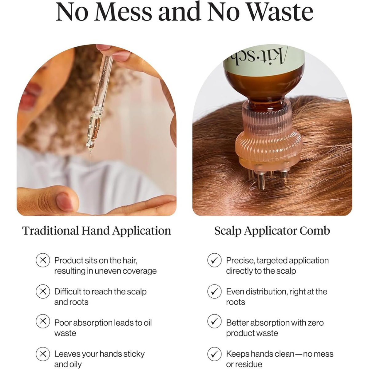 Kitsch Scalp & Hair Oil Applicator – Stainless Steel Bristles Scalp Oil Applicator for Even Distribution, Mess-Free Oiling & Head Massager Scalp – Precision Hair Care Tool for Roots & All Hair Types