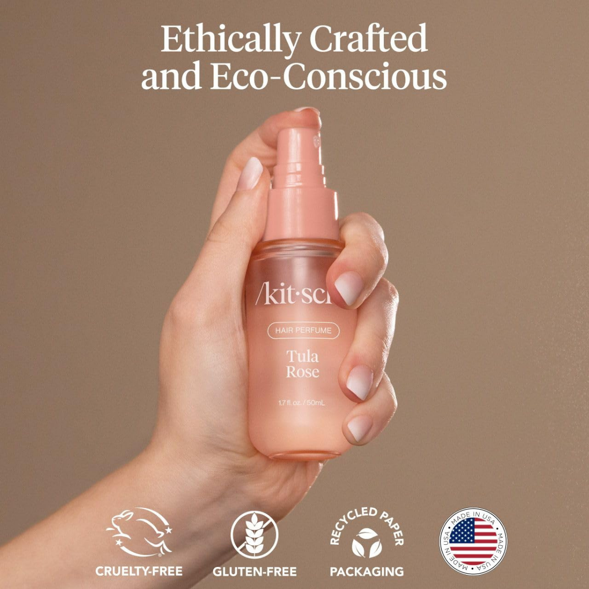 Kitsch Hair Perfume for Women - Tula Rose | Clean, Deodorizing & Patented Odor-Eliminating Technology Hair Spray & Body Mist - Freshen Hair, Body & Pillows - Floral Vanilla Scent – 50mL