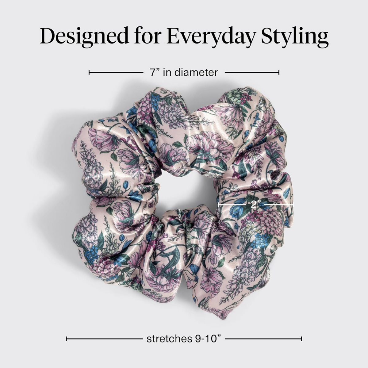 Bridgerton x Kitsch Satin Scrunchies for Women, No Snag, No Tugging, Soft & Comfortable Scrunchies for Girls, Perfect for Day or Night | Ideal Gifts for Women - Toile De Blue, 2pcs