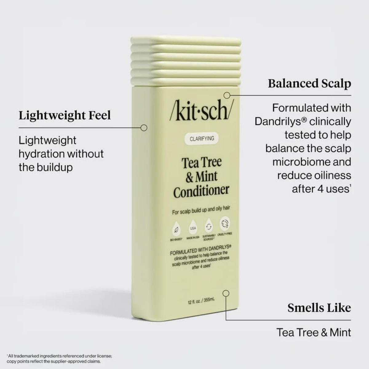 Kitsch Clarifying Tea Tree Liquid Conditioner for Women & Men – Lightweight Hydration Hair Conditioner with Peppermint & Tea Tree Oil for Oily Hair & Scalp Buildup – Made in USA Hair Care