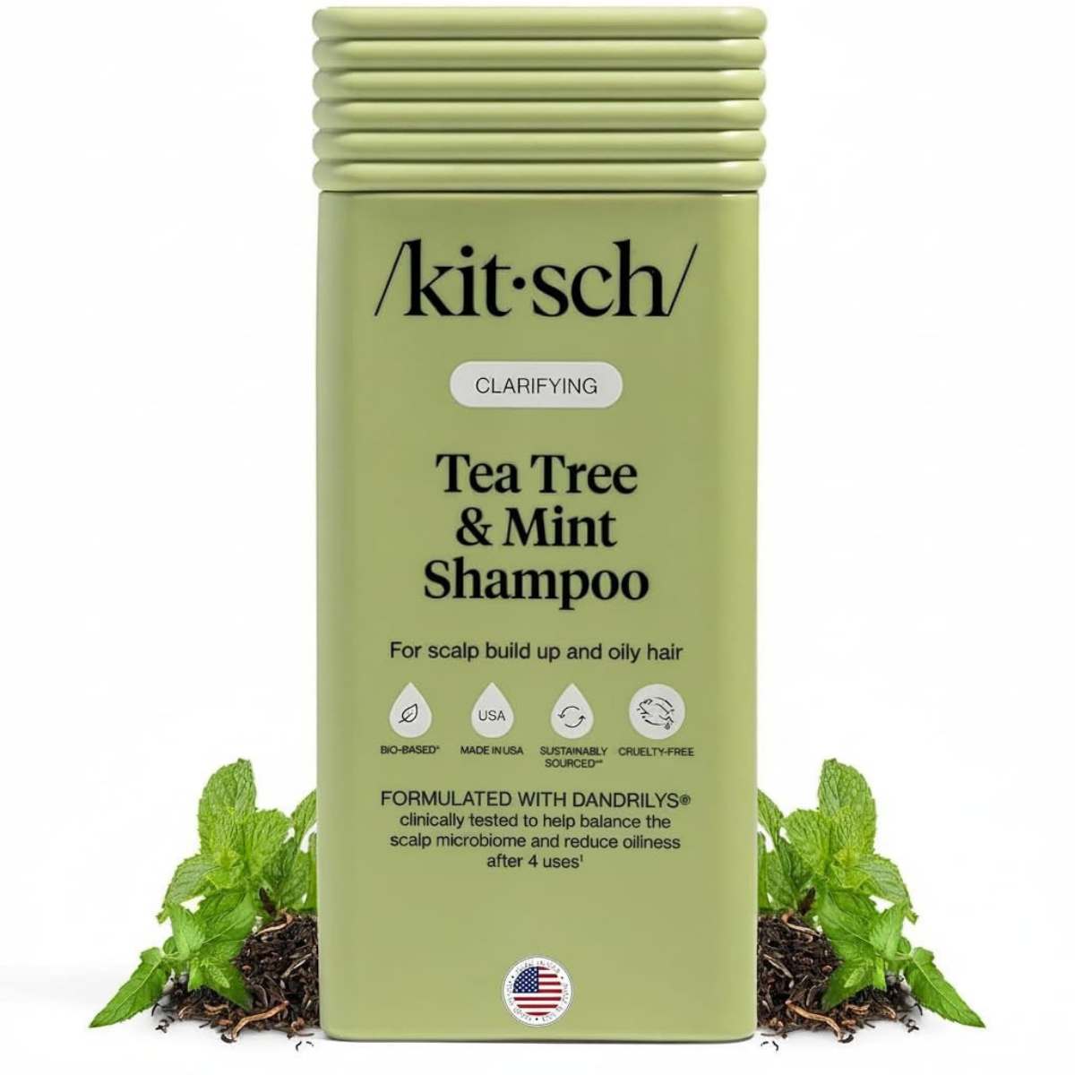 Kitsch Clarifying Tea Tree & Mint Liquid Shampoo for Men and Women – Clarifying Shampoo with Peppermint & Tea Tree Oil for Oily Hair & Scalp Buildup – Clean Color-Safe Hair Care, Made in USA