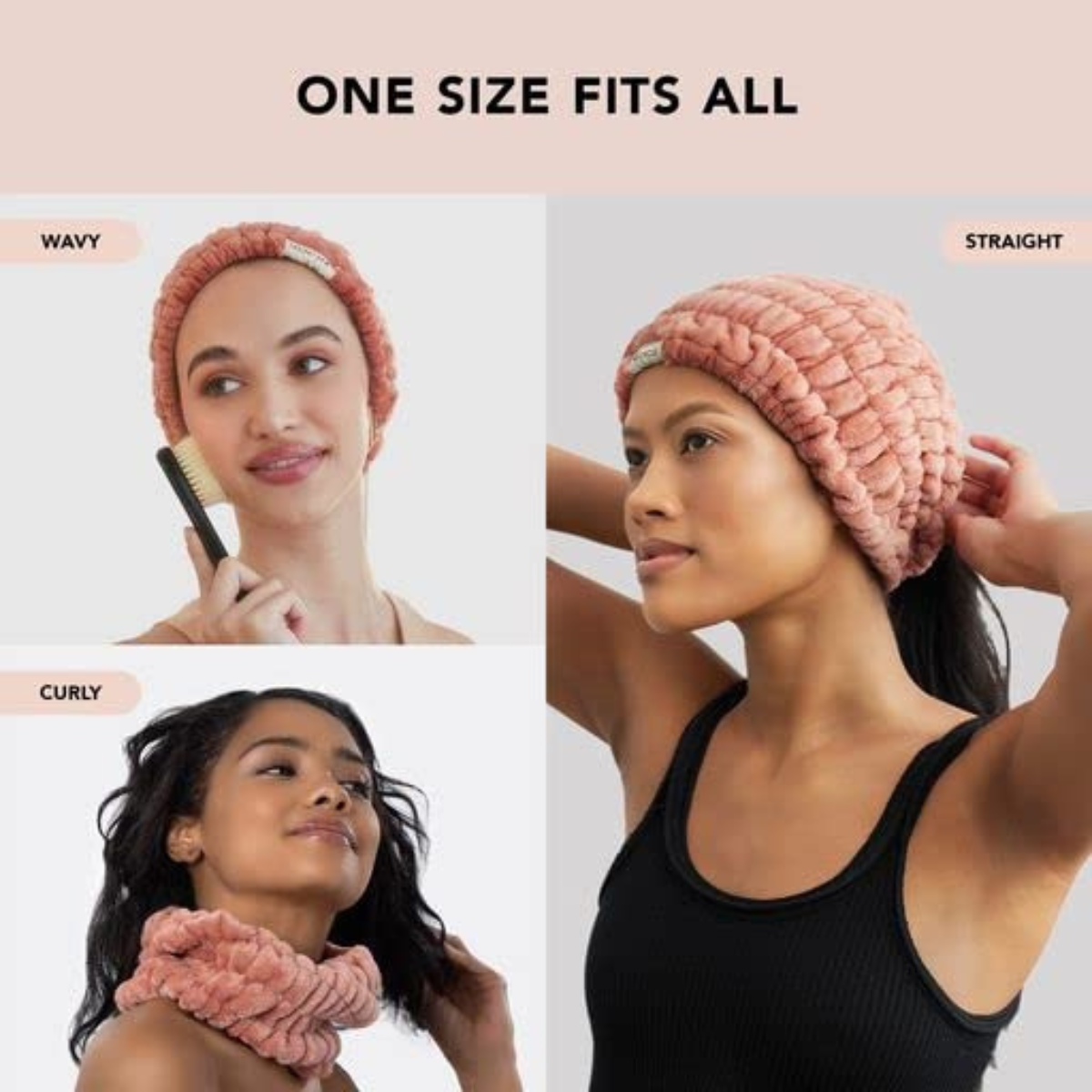 Kitsch Spa Headband - Extra Wide Makeup Headband for Washing Face | Multi Purpose Skincare Headbands | Facial Headband & Hair Band For Washing Face | Face Wash Headbands for Women Makeup (Dusty Rose)