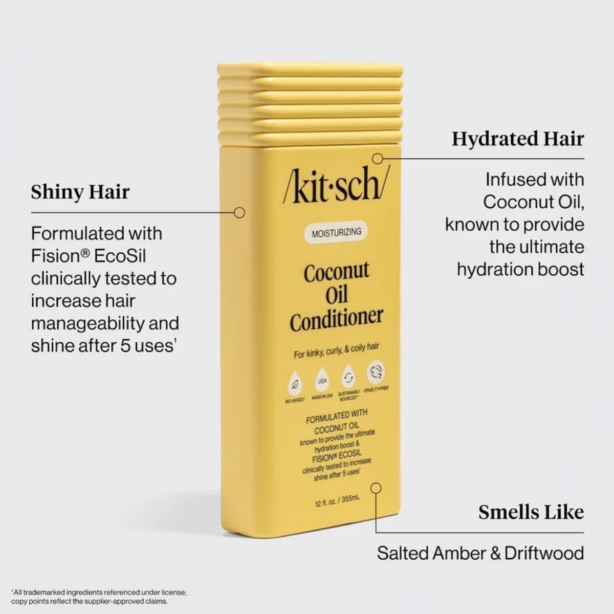 Kitsch Moisturizing Coconut Oil Liquid Conditioner for Women & Men – Coconut Oil Hair Conditioner for Kinky, Curly & Coily Hair – Deep Moisture, Shine & Manageability, Color-Safe Hair Care