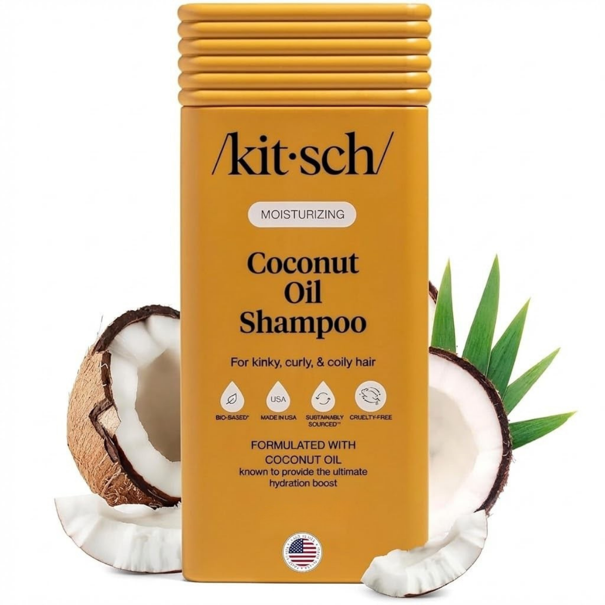 Kitsch Moisturizing Coconut Oil Liquid Conditioner for Women & Men – Coconut Oil Hair Conditioner for Kinky, Curly & Coily Hair – Deep Moisture, Shine & Manageability, Color-Safe Hair Care