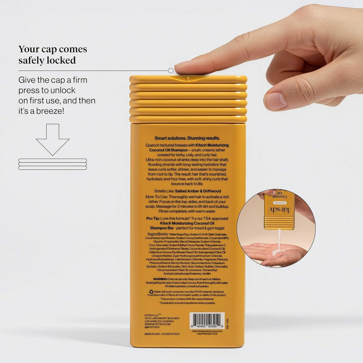 Kitsch Moisturizing Coconut Oil Liquid Conditioner for Women & Men – Coconut Oil Hair Conditioner for Kinky, Curly & Coily Hair – Deep Moisture, Shine & Manageability, Color-Safe Hair Care