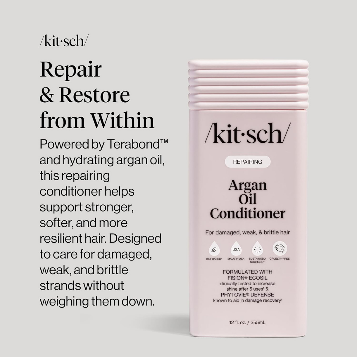 Kitsch Repairing Argan Oil Liquid Conditioner for Women & Men – Argan Oil for Hair, For Shine, Smoothness & Damage Recovery, Hair Repair – Clean, Color-Safe Hair Care
