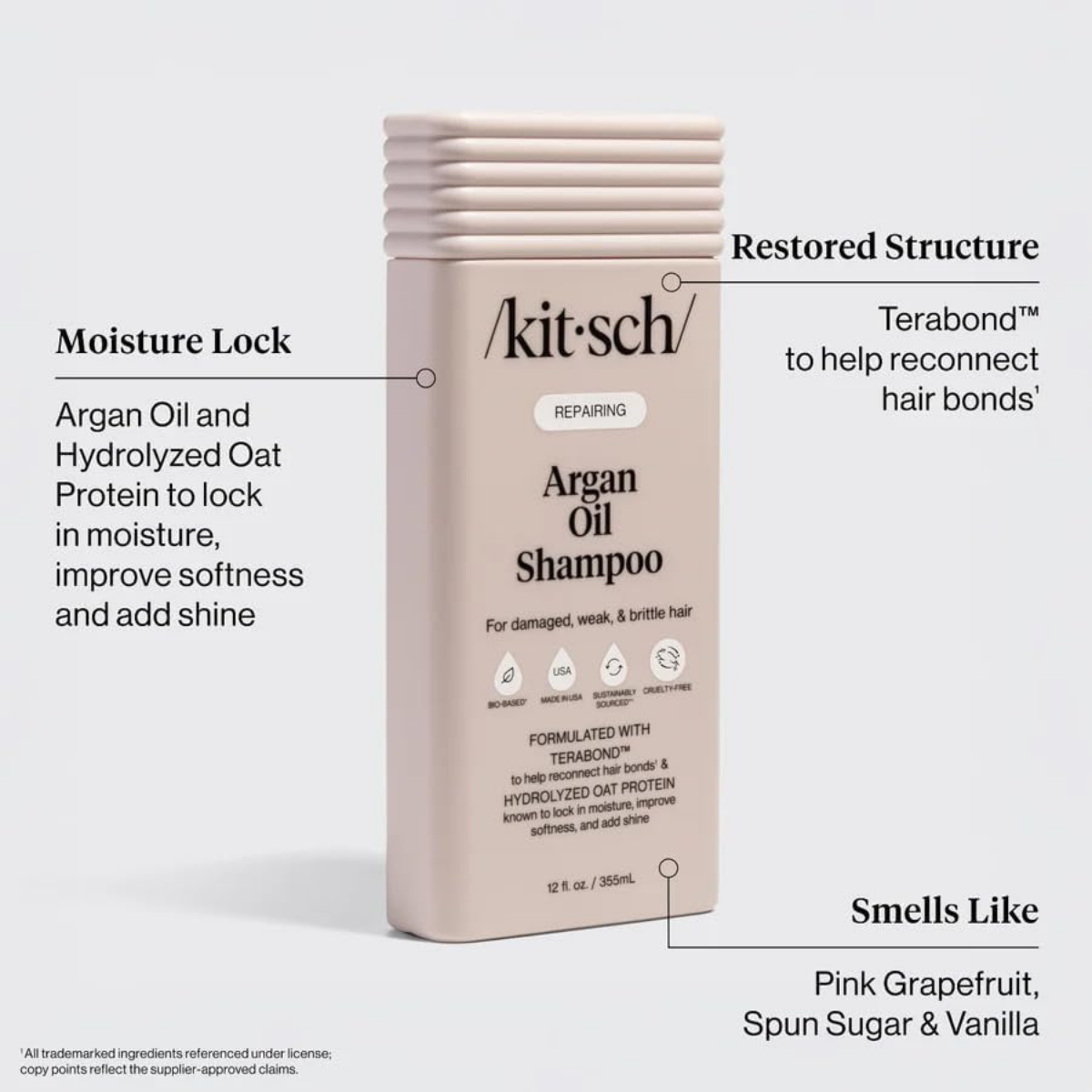Kitsch Repairing Argan Oil Shampoo for Men & Women w/Terabond™ – Argan Oil for Hair, Repairs & Renews Damaged, Weak, & Brittle Hair – Silicone, Paraben & Sulfate Free Shampoo for Hair Care