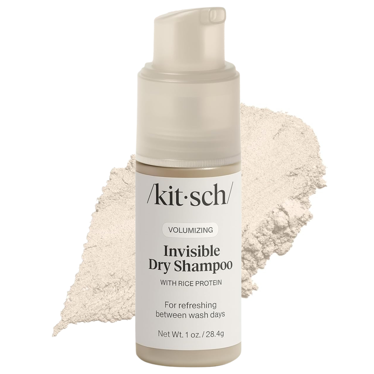 Kitsch Volumizing Rice Protein Dry Shampoo Powder - Dry Shampoo for Women & Men, No White Cast, Absorbs Oil, Non-Greasy, Light-to-medium Hair Colors, Travel Size | Ideal Gifts for Women- Invisible