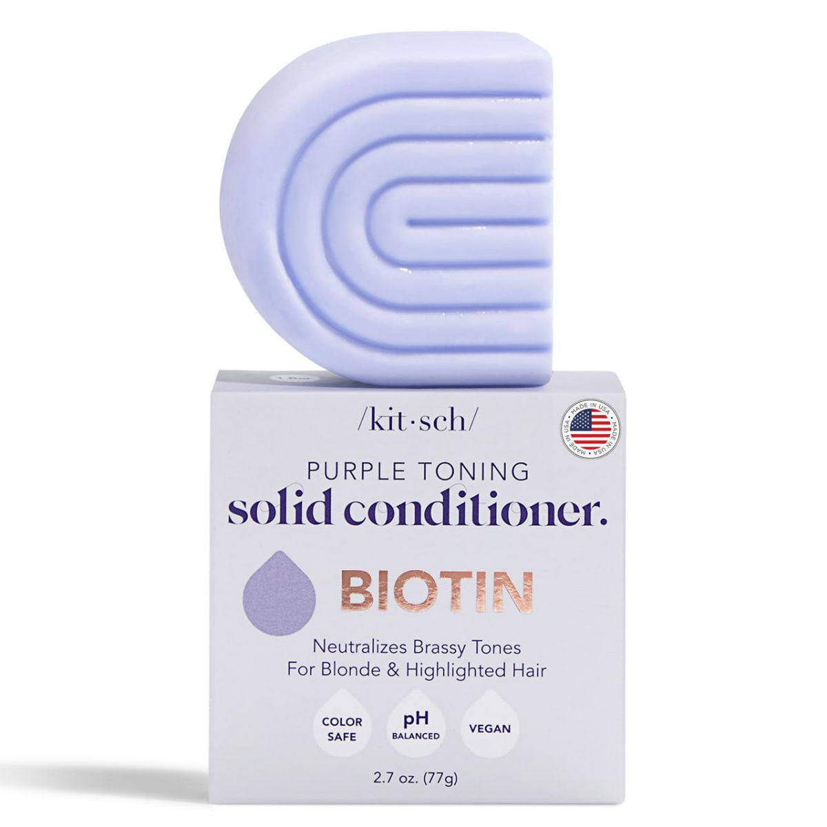 Kitsch Toning Purple Conditioner For Blondes & Color Treated Hair - Conditioner Bar For Women & Men - With Biotin for Strengthening & Neutralizing Brassy Tones - Vegan, Silicone & Sulfate Free