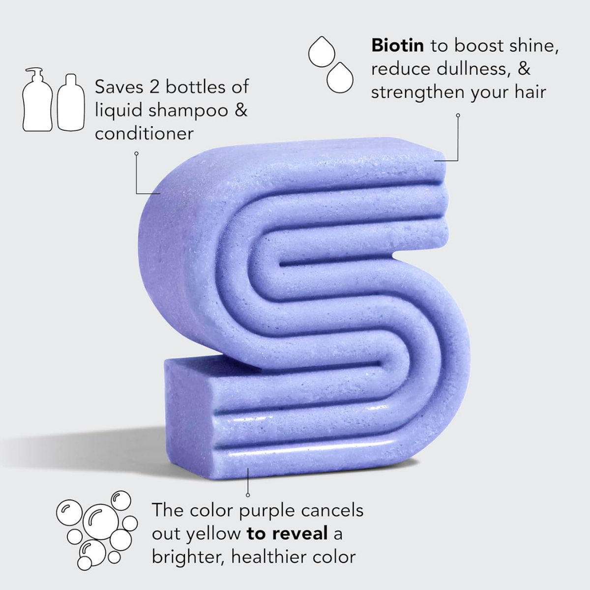 Kitsch Toning Purple Shampoo For Blondes & Color Treated Hair - Shampoo Bar For Women and Men - Biotin Shampoo for Strengthening & Neutralizing Brassy Tones - Vegan, Silicone & Sulfate Free