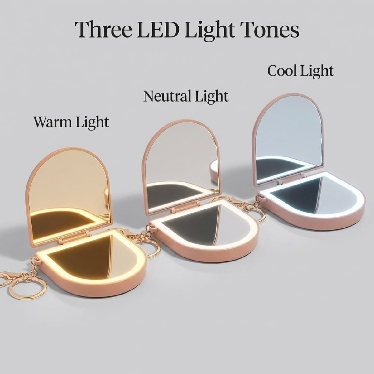 Kitsch Compact Mirror Keychain – Travel Makeup Mirror with Lights, Small Lighted Dual-Magnification Pocket Mirrors, USB-Rechargeable, Ideal for Your Touch-Ups While On Travel – Terracotta