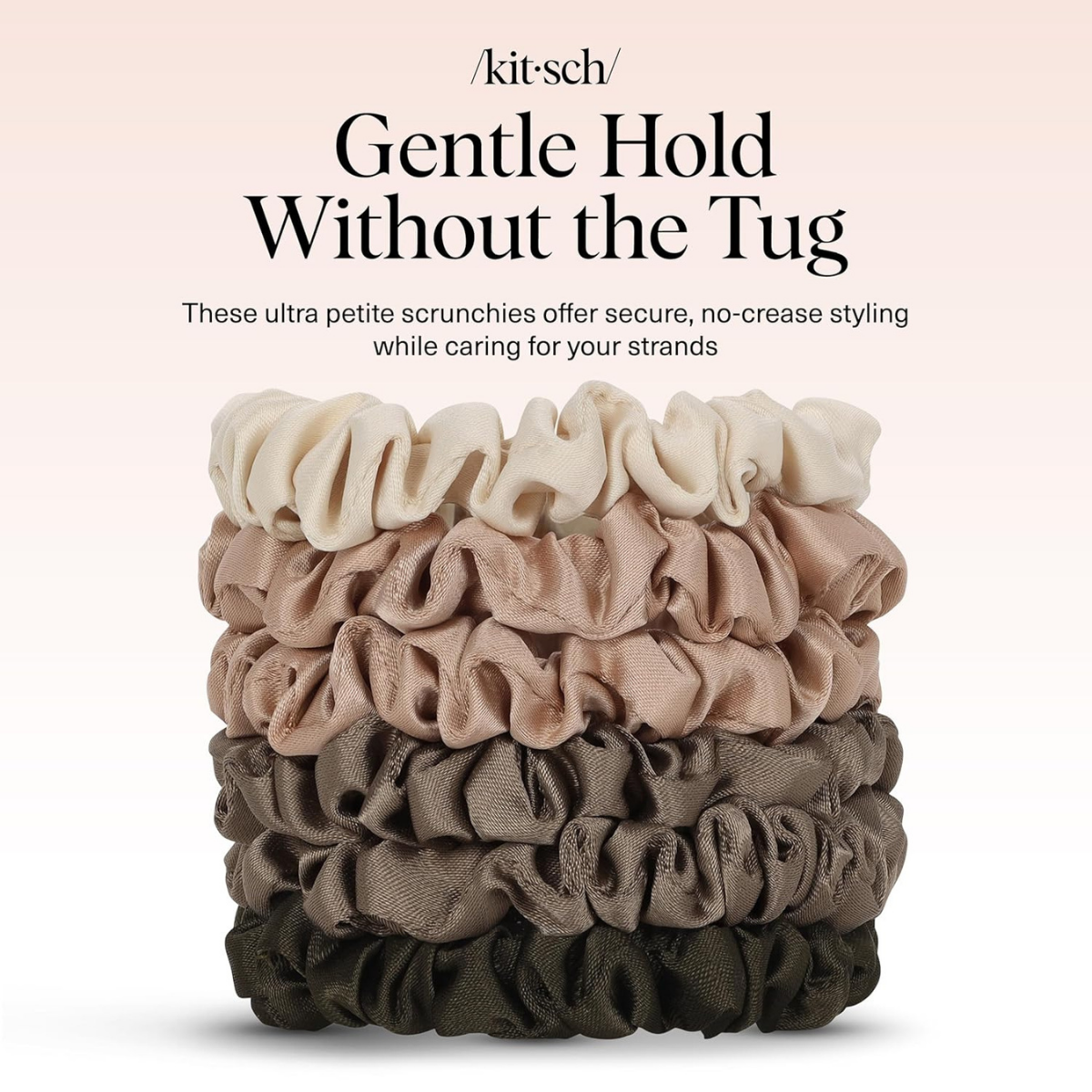 Kitsch Ultra-Petite Satin Scrunchies for Women - No Crease, Frizz-Free Sleep | Softer Than Silk Scrunchies Gentle On Hair Scrunchies for All Hair Types | Stylish Hair Accessories - Eucalyptus, 6pcs