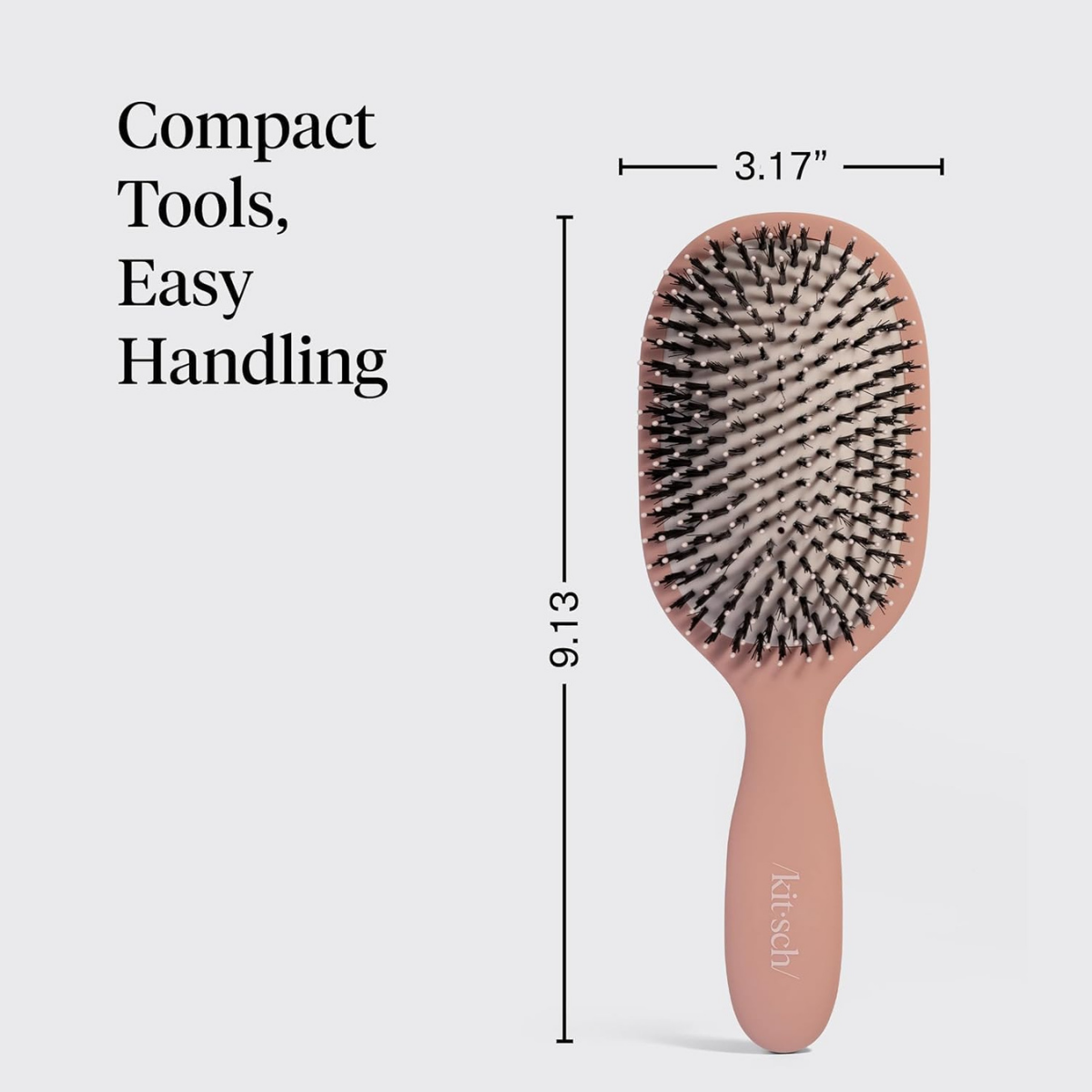 Kitsch Smooth & Polish Brush – Dual Bristle Detangler Brush, Shine & Frizz Control – Vegan Boar & Nylon Hair Brush with Cushioned Pad for Scalp Massage – Hair Care Tool for All Hair Types - Terracotta