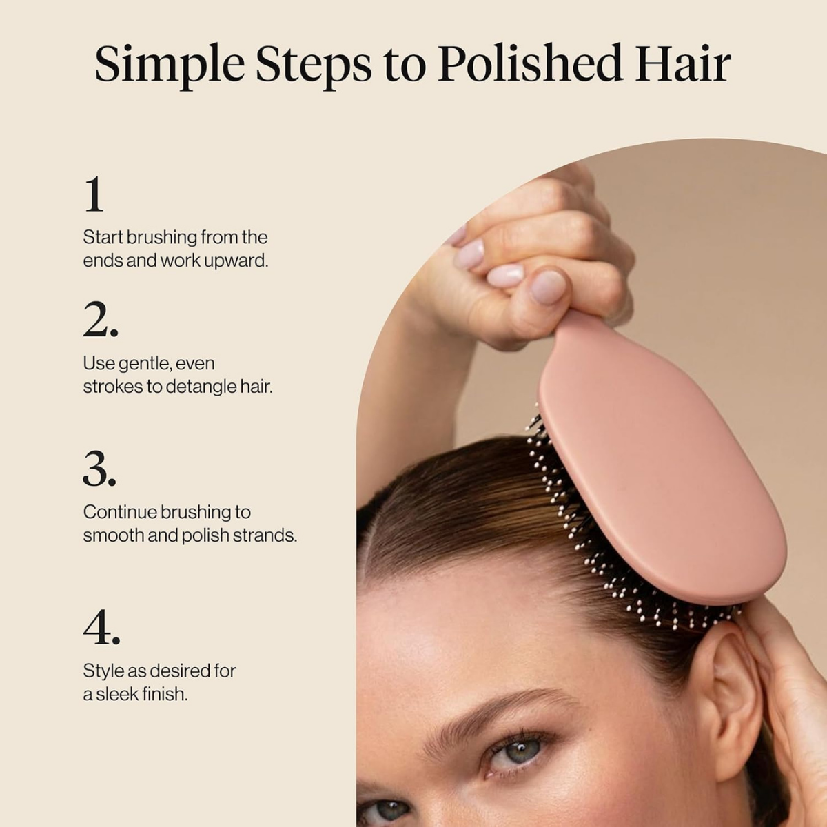 Kitsch Smooth & Polish Brush – Dual Bristle Detangler Brush, Shine & Frizz Control – Vegan Boar & Nylon Hair Brush with Cushioned Pad for Scalp Massage – Hair Care Tool for All Hair Types - Terracotta