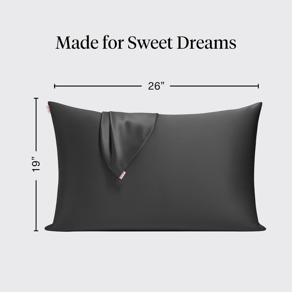 Kitsch Satin Pillowcase with Zipper for Hair & Skin - Softer Than Silk Pillow Cases, Smooth Cooling Satin Pillow Case, Wrinkle-Free, Machine Washable - Pillow Cases Standard Size (66x48 cm) - Charcoal