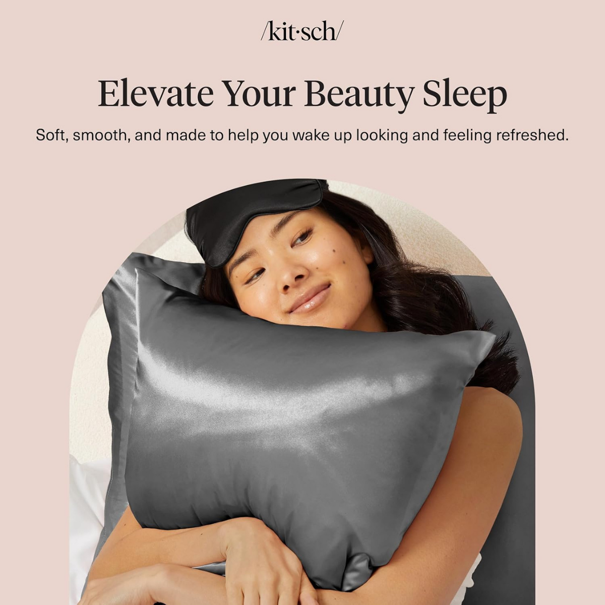 Kitsch Satin Pillowcase with Zipper for Hair & Skin - Softer Than Silk Pillow Cases, Smooth Cooling Satin Pillow Case, Wrinkle-Free, Machine Washable - Pillow Cases Standard Size (66x48 cm) - Charcoal
