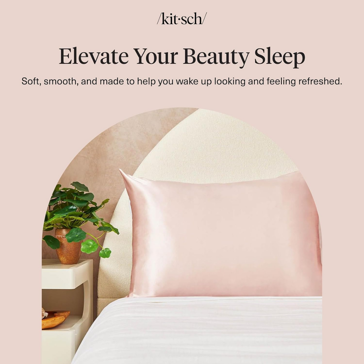Kitsch Satin Pillowcase with Zipper for Hair & Skin - Softer Than Silk Pillow Cases, Smooth Cooling Satin Pillow Case, Wrinkle-Free, Machine Washable - Pillow Cases Standard Size (66x48 cm) - Blush