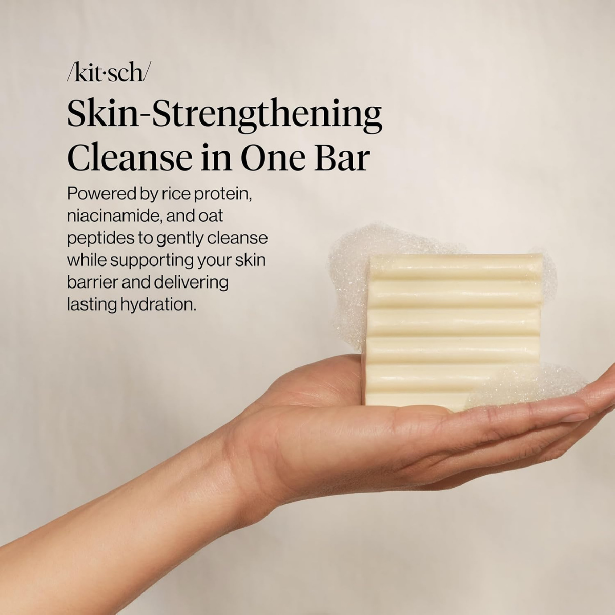 Rice Water Protein Restoring Face & Body Wash Bar Soap – Hydrating Face Wash & Body Wash, Skin Care Cleanser with Niacinamide & Oat Peptides, Gentle Moisturizing for Dry & Sensitive Skin - 113g