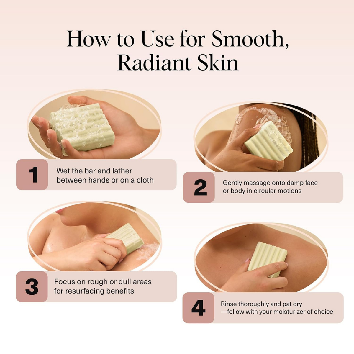 Kitsch Glycolic Acid Face & Body Wash Bar – Resurfacing Bar Soap with Shea Butter for Smoother, Brighter Skin – Gentle Soap & Body Wash Women & Men Love – Cucumber & Eucalyptus Scent Bath Soap - 113g