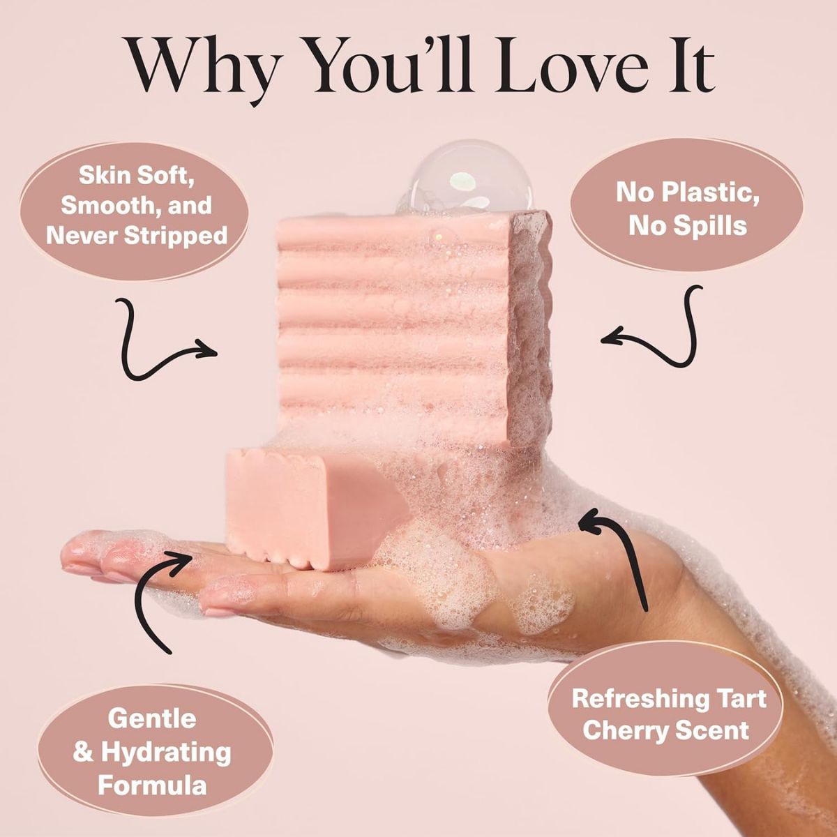 Kitsch Cleansing Tart Cherry Soap Bar with Refreshing Scent - Eco-Friendly Body Wash Women Love - Cherry Solid Bar Soap for Daily Use - Silicone, Sulfate and Paraben Free, Made in USA - 114g