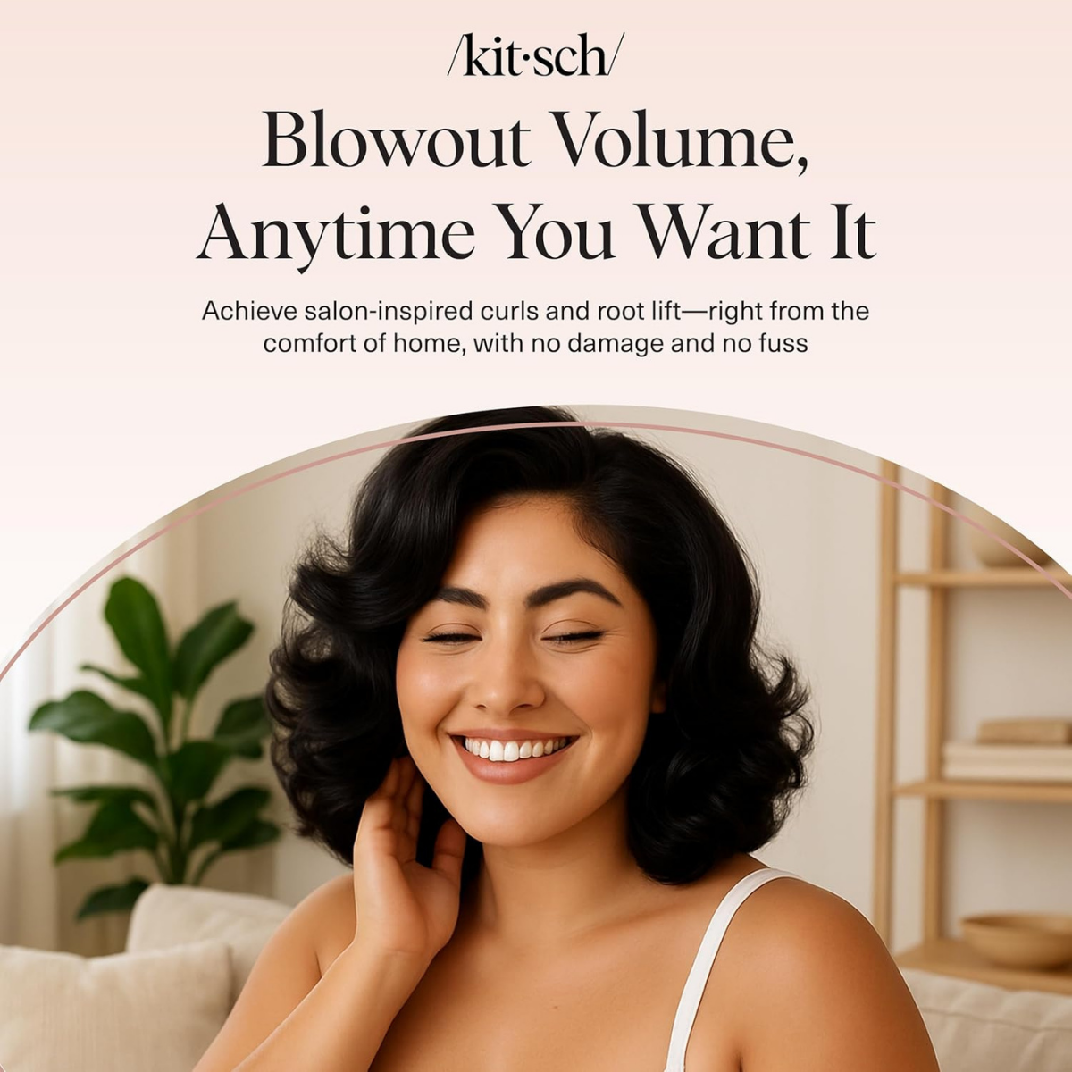 Kitsch Ceramic Hair Rollers for Women – Self Grip Hair Curlers for Heatless Curl Overnight, Long Lasting Frizz-Free Curls Volumizing Large Rollers for All Hair Types - Black, 8 count (Pack of 1)