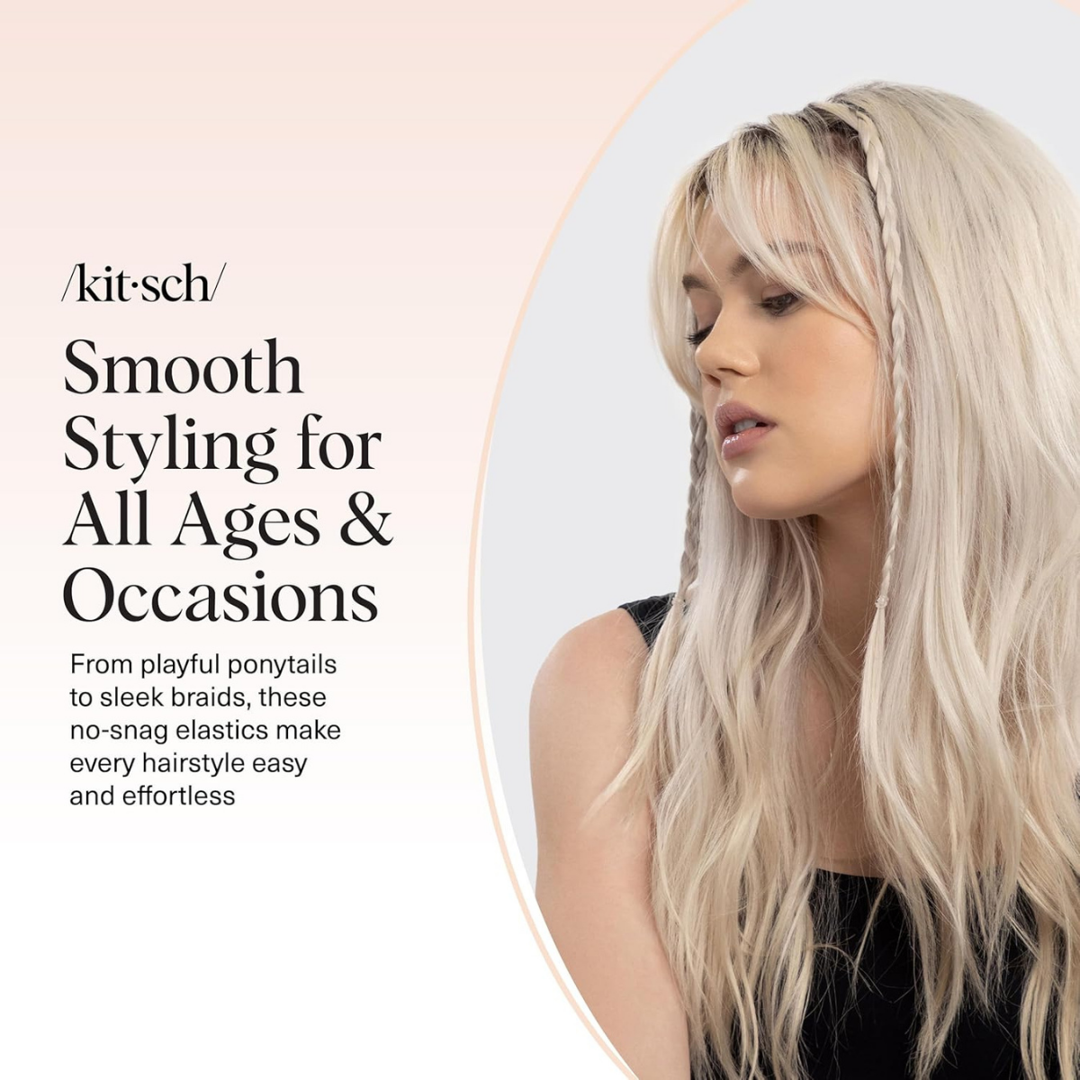 Kitsch No Snag Small Elastic Hair Ties - 1pack, 100pcs | Rubber Bands for Hair