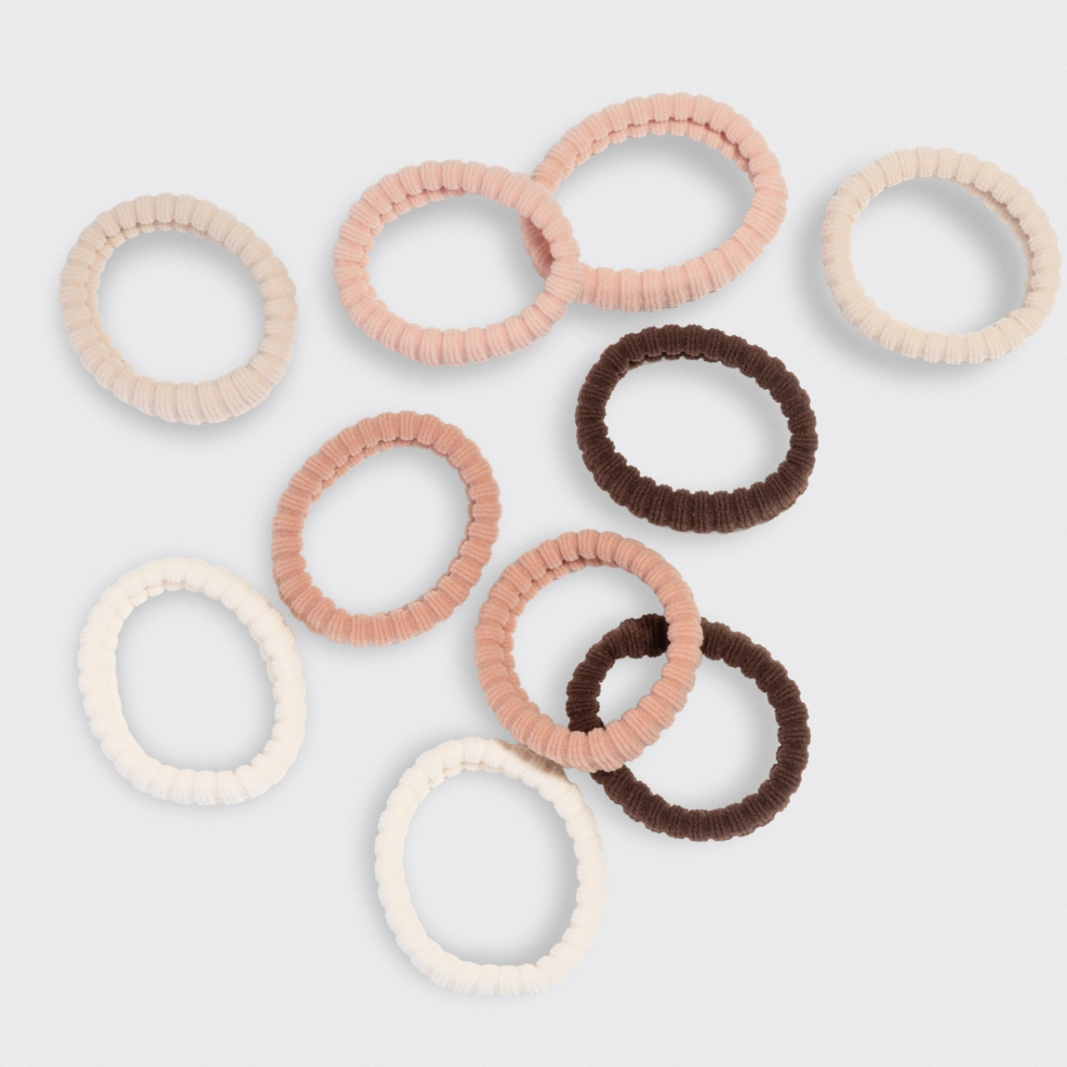 Kitsch Fabric Ribbed Hair Elastics - All-Day Hold - 10pc Set - Blush