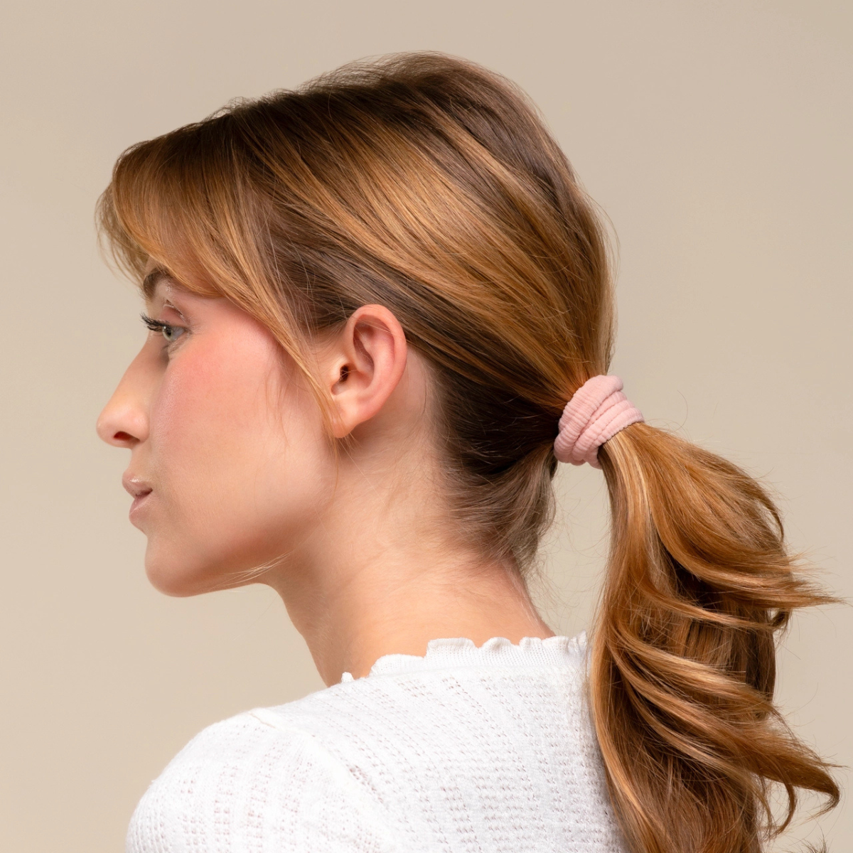 Kitsch Fabric Ribbed Hair Elastics - All-Day Hold - 10pc Set - Blush