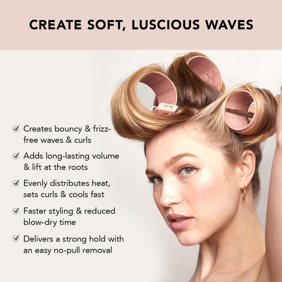 Kitsch Ceramic Hair Rollers for Women – Self-Grip Hair Curlers for Heatless Overnight Curls, Long-Lasting, Frizz-Free, Volumizing Large Rollers for All Hair Types – Terracotta, 4 Count (Pack of 1)