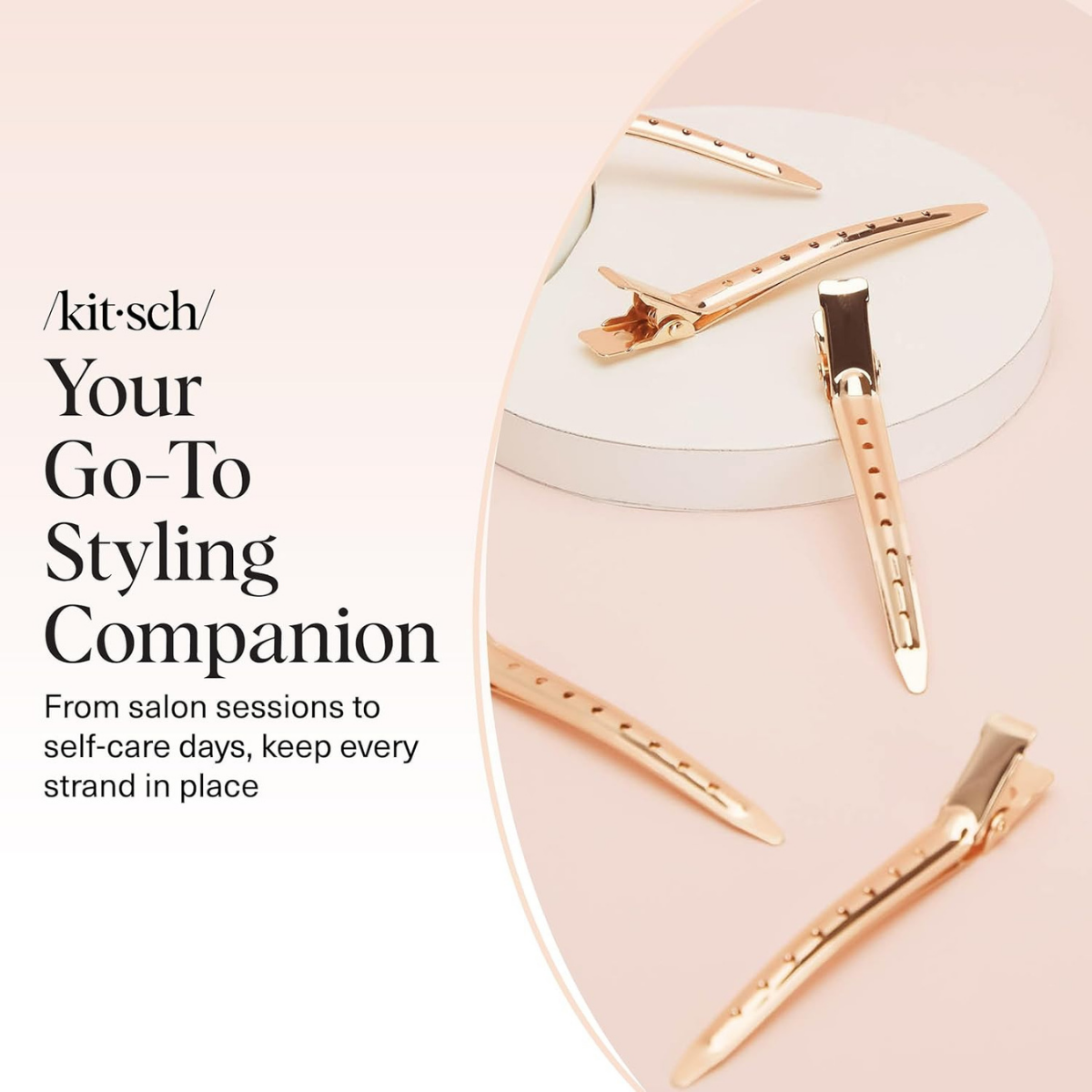 Kitsch Professional Alligator Clips for Hair Styling – 3.5" Aluminum Hair Sectioning Clips for Salon & Makeup Application | Ideal Gifts for Women – Rose Gold, 6 Pcs