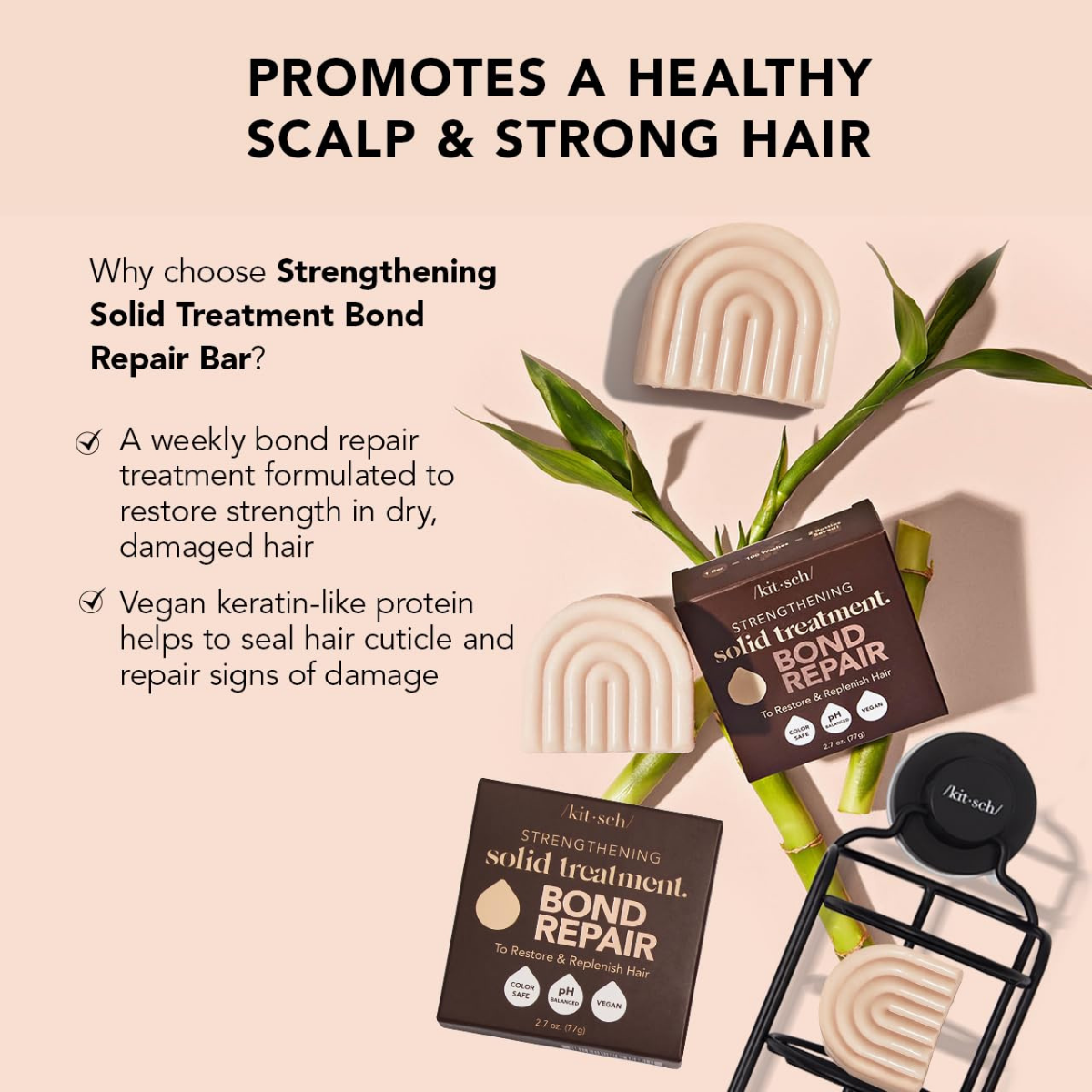 Kitsch Bond Repair Hair Mask – Strengthening Bond Repair Hair Treatment to Restore and Replenish - Hair Mask for Damaged Hair & Dry - Solid Hair Care for All Hair Types