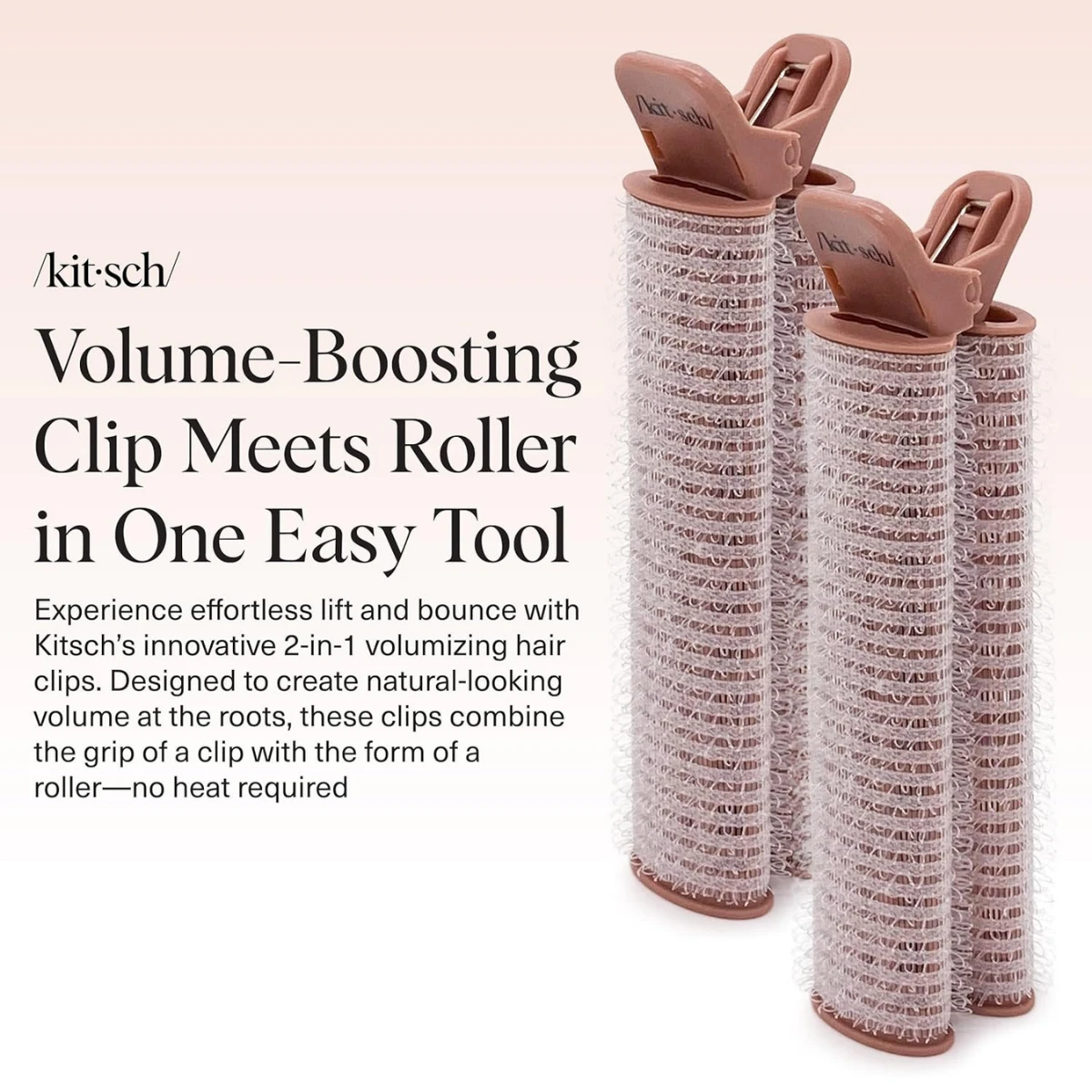 Kitsch Volumizing Hair Clips for Women - Hair Rollers for Volume & Curls - Volumizing Hair Products, Hair Roller Clips for Effortless Curls That Last - 2pc, Terracotta