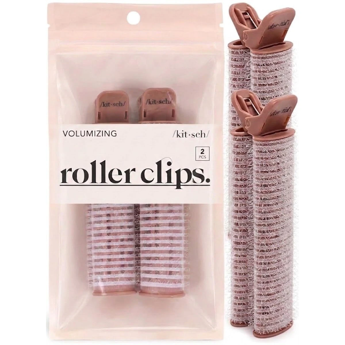 Kitsch Volumizing Hair Clips for Women - Hair Rollers for Volume & Curls - Volumizing Hair Products, Hair Roller Clips for Effortless Curls That Last - 2pc, Terracotta