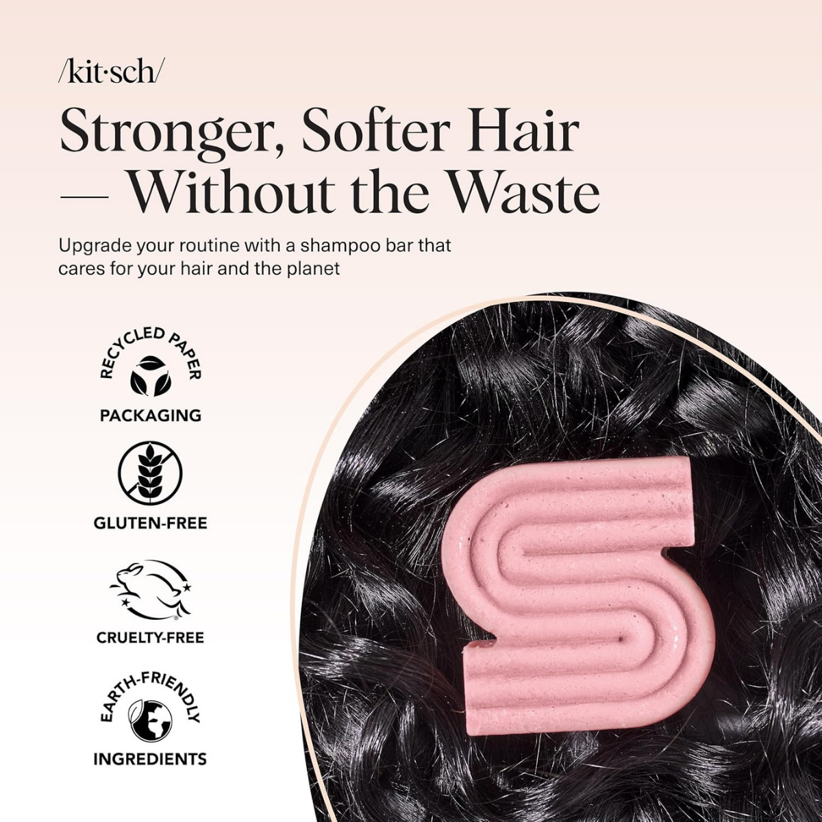 Kitsch Castor Oil Shampoo Bar Soap - Hydrating & Moisturizing Hair Care - Organic Castor Oil Solid Shampoo for Hair Growth & Scalp Nourishment - Silicone & Paraben-Free, Vegan