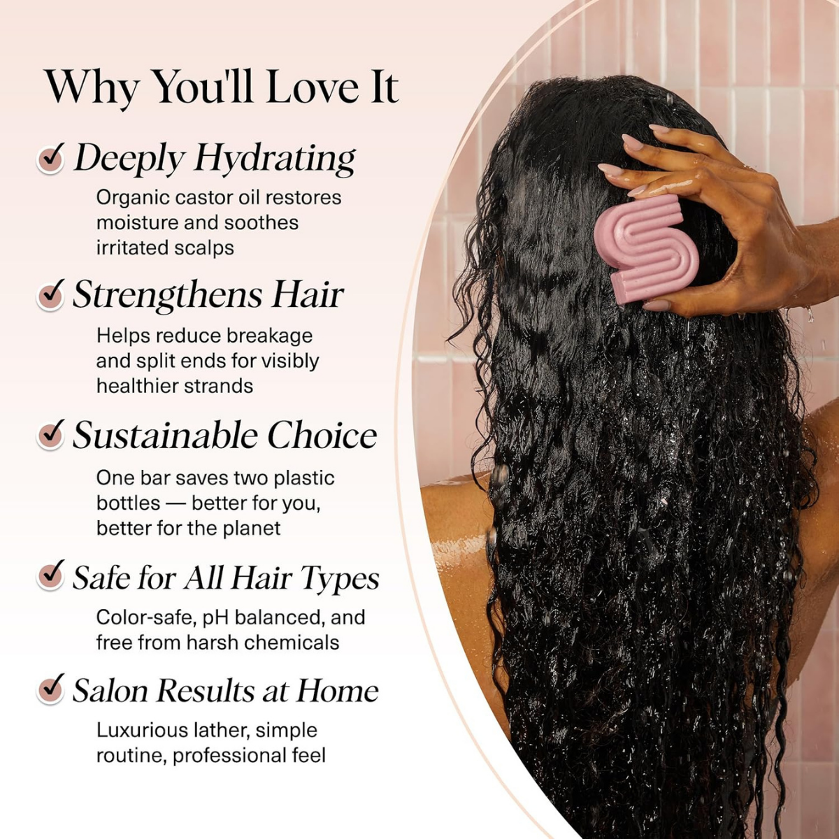 Kitsch Castor Oil Shampoo Bar Soap - Hydrating & Moisturizing Hair Care - Organic Castor Oil Solid Shampoo for Hair Growth & Scalp Nourishment - Silicone & Paraben-Free, Vegan