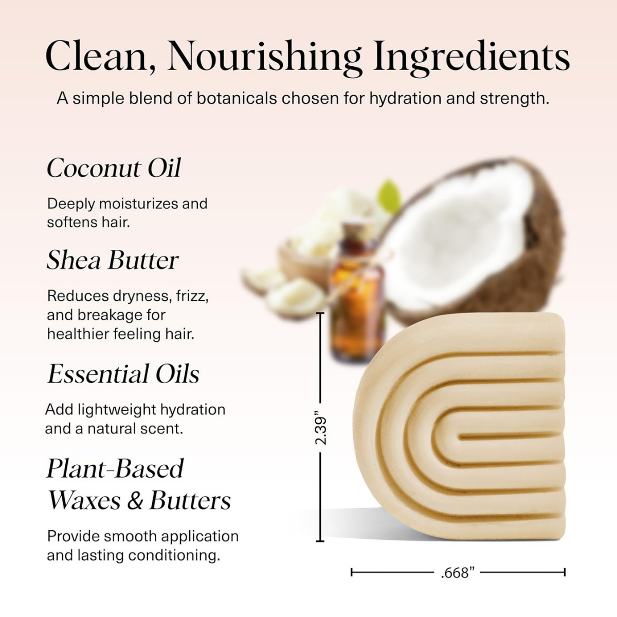 Kitsch Coconut Oil Conditioner Bar - Hair Conditioner For Women and Men - Deep Moisturizing, Nourishes, Hydrate & Soften Damaged Dry Hair - Silicone, Paraben & Sulfate Free - Made in USA