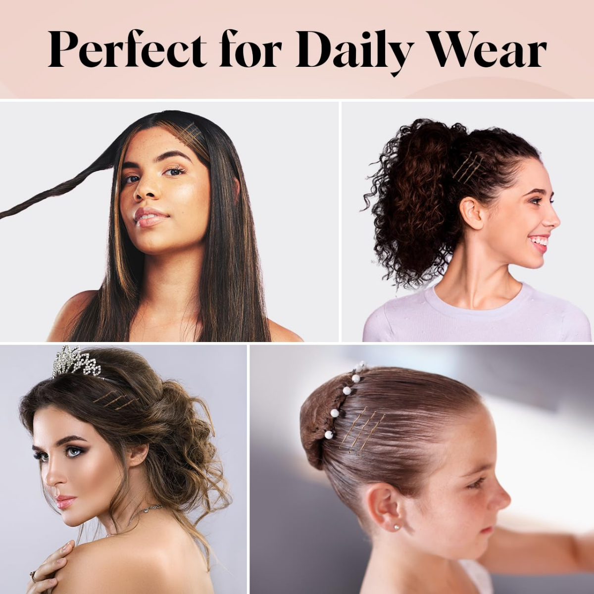 Kitsch Brown Bobby Pins - 1.87 Inches | Hair Accessories for Kids, Girls and Women | Bobby Pin Stylist Must Haves, Makeup | Ideal Gifts for Women - 45 pcs