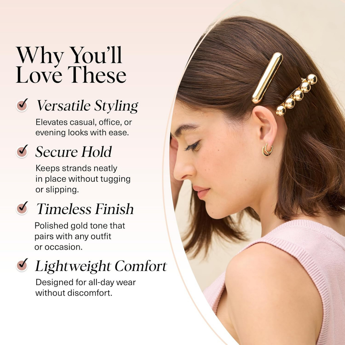 Kitsch Gold Hair Barrettes For Women - Stylish, Durable & Elegant Metal Hair Clips for Everyday or Special Occasions - Cloud & Bubble Design | Ideal Gifts for Women 2pc Set