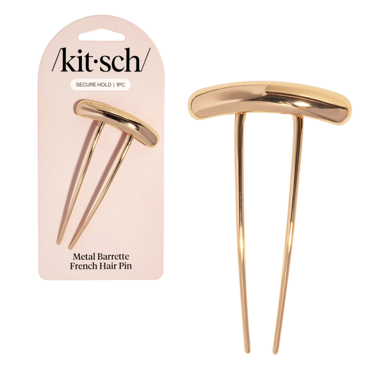 Kitsch Mini Metal Barrette French Hair Pin - Gold