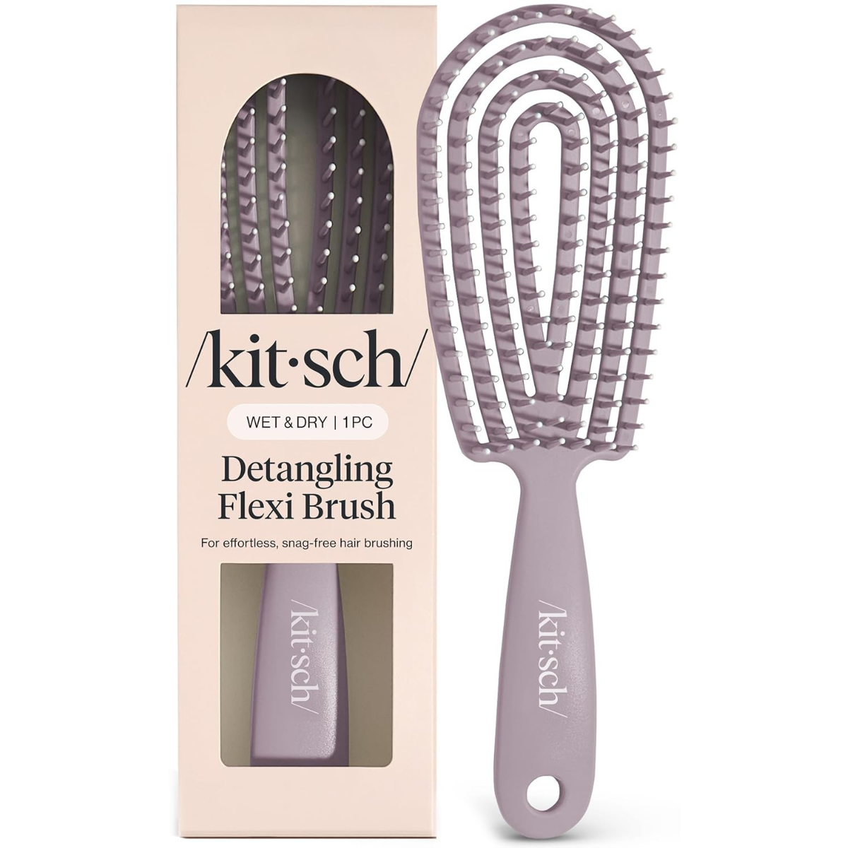 Kitsch Hair Brush Detangler – Flexi Flow Hair Brush for Women, Men & Kids | Detangling Brushes for Curly Hair with Bendable Frame, Bounce Curl Defining Brush for Wet or Dry Strands - Soft Violet