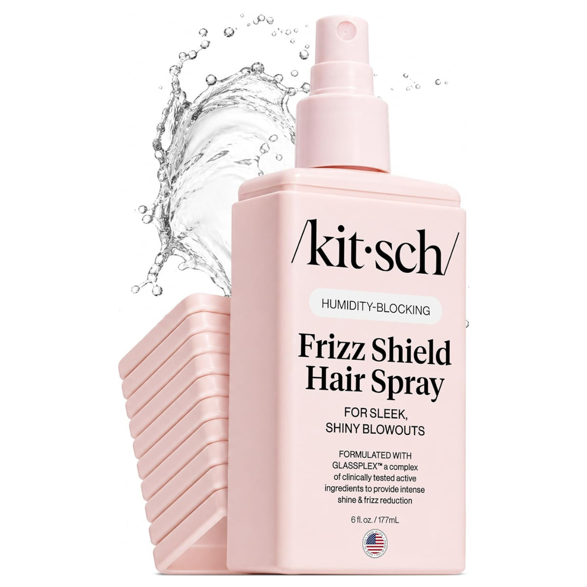 Kitsch Frizz Shield Hair Spray - Frizz Control Hairspray for Smooth, Glass-Like Finish | Lightweight Heat Protectant Hair Care with Argan Oil, No Heavy Residue | Anti Humidity Spray for Hair