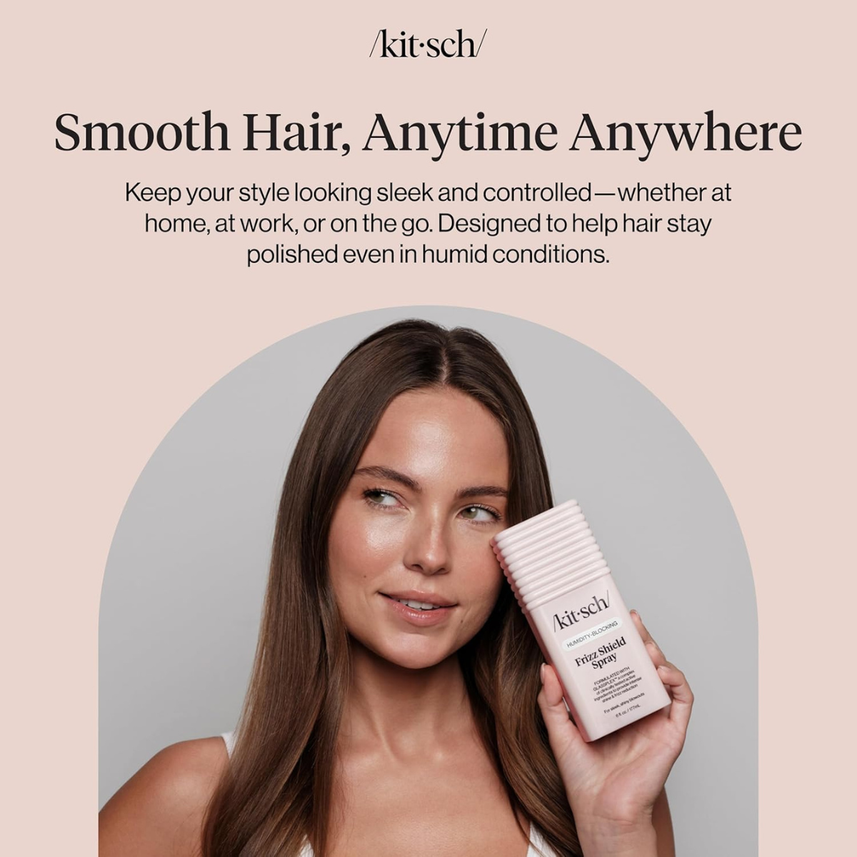 Kitsch Frizz Shield Hair Spray - Frizz Control Hairspray for Smooth, Glass-Like Finish | Lightweight Heat Protectant Hair Care with Argan Oil, No Heavy Residue | Anti Humidity Spray for Hair