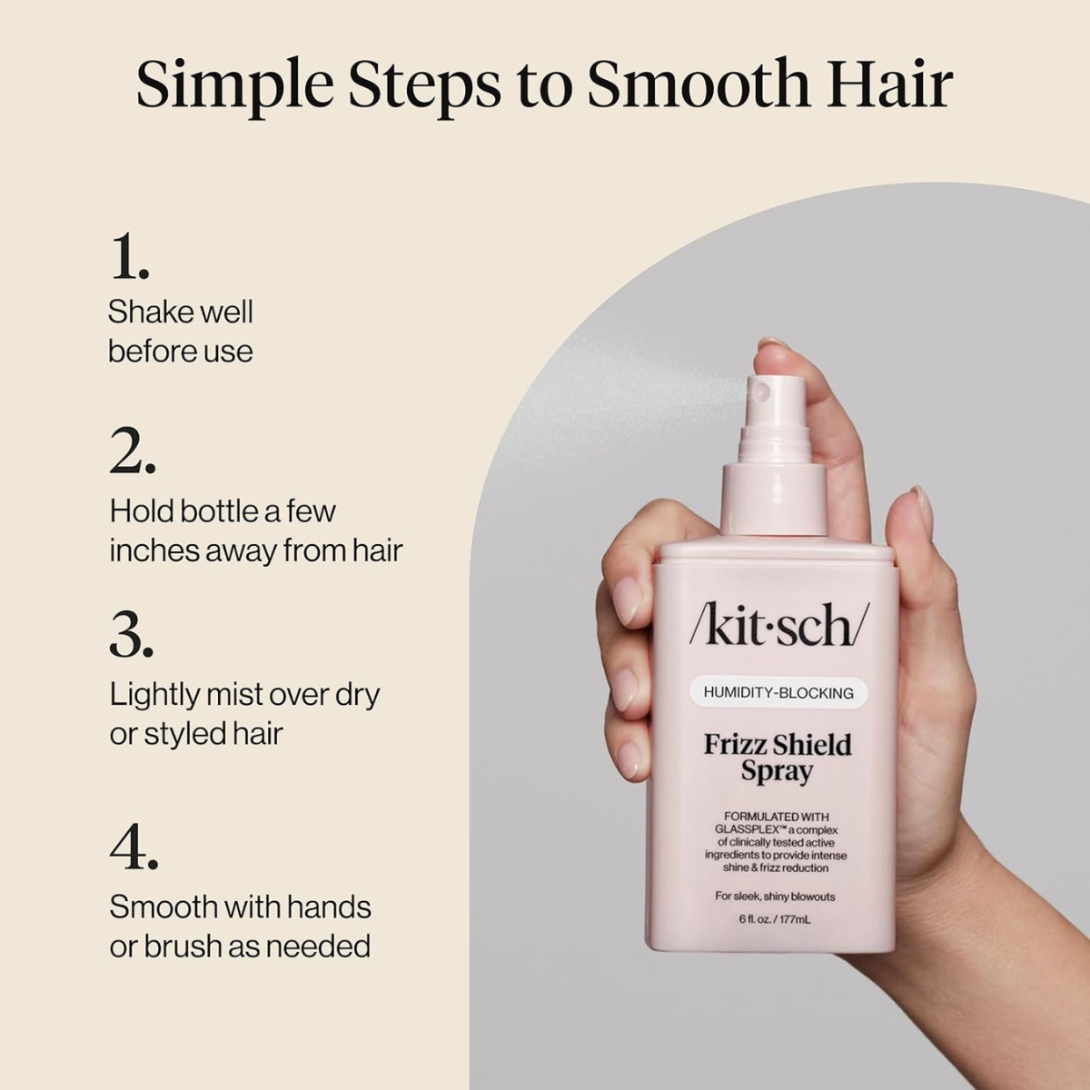 Kitsch Frizz Shield Hair Spray - Frizz Control Hairspray for Smooth, Glass-Like Finish | Lightweight Heat Protectant Hair Care with Argan Oil, No Heavy Residue | Anti Humidity Spray for Hair