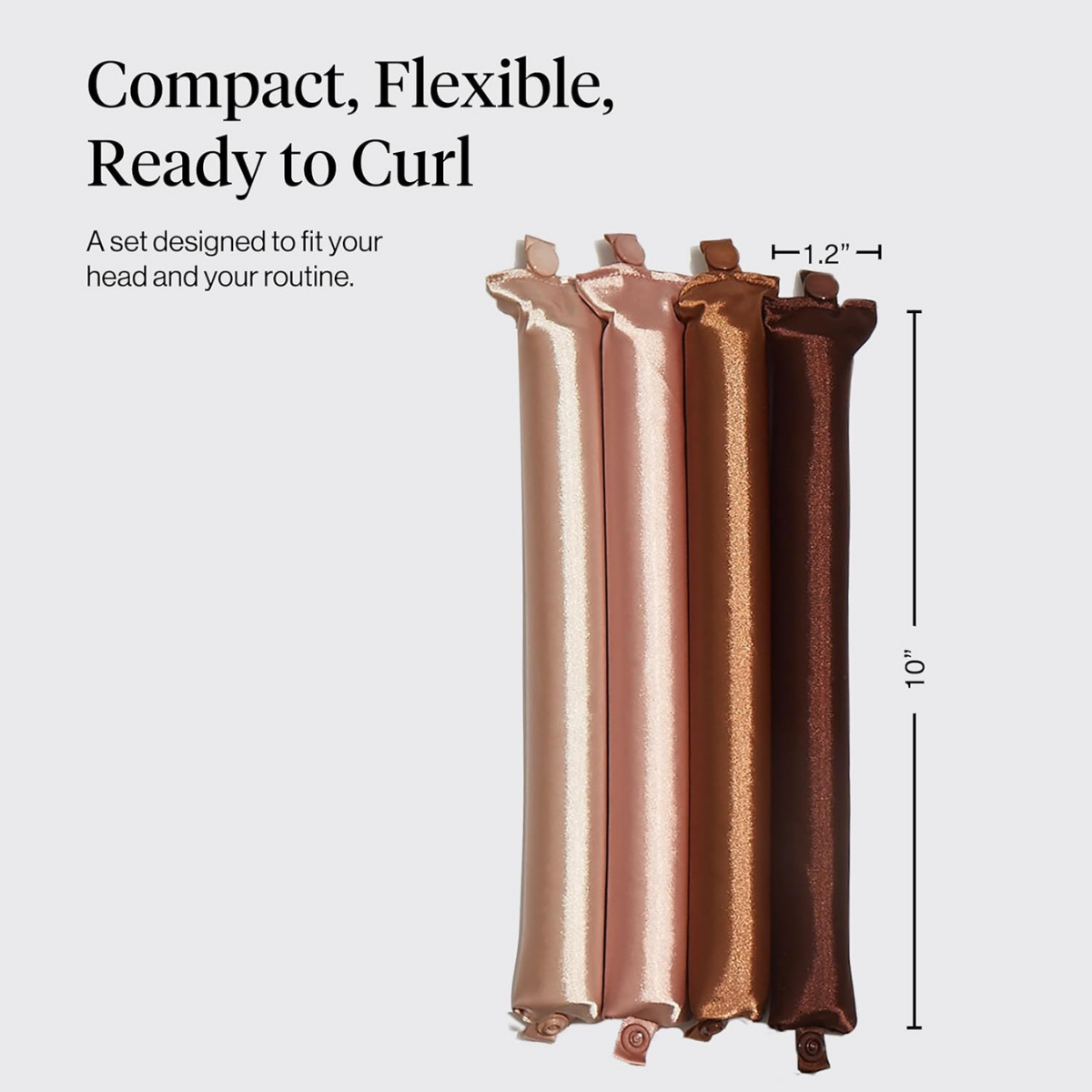 Kitsch Satin Hair Curlers, Heatless Curling Rod - Jumbo Flexi Rod for Heatless Curls Overnight, Comfortable Hair Curlers to Sleep In for Frizz-Free, No Heat Damage Styling - 4pcs, Rosewood