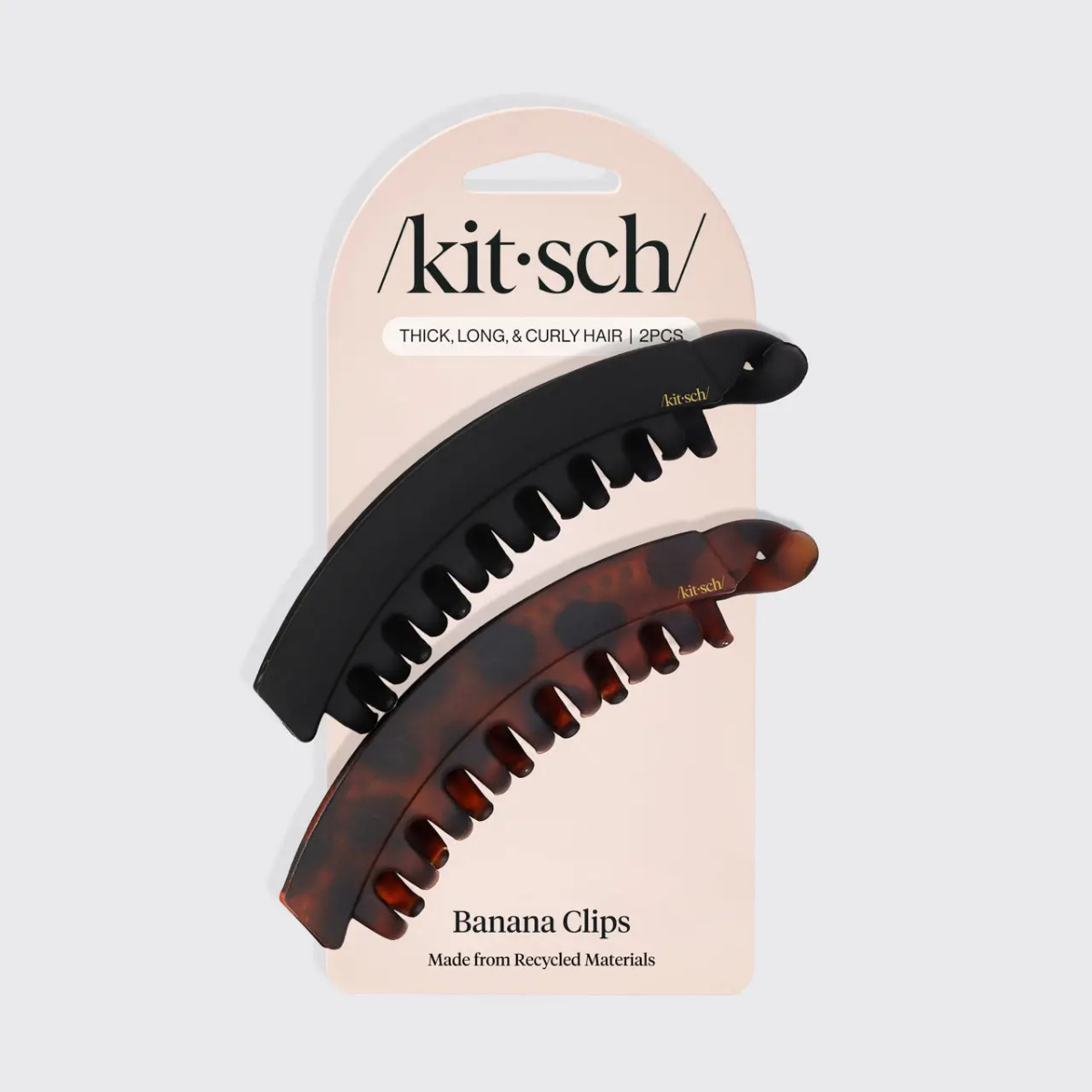 Kitsch Banana Clips For Women - Retro 80s Style Banana Hair Clips | Secure & Durable, No Crease Hair Accessories for Women | Styling, Ponytails & Updos | Ideal Gifts for Women - Black & Tort, 2pcs