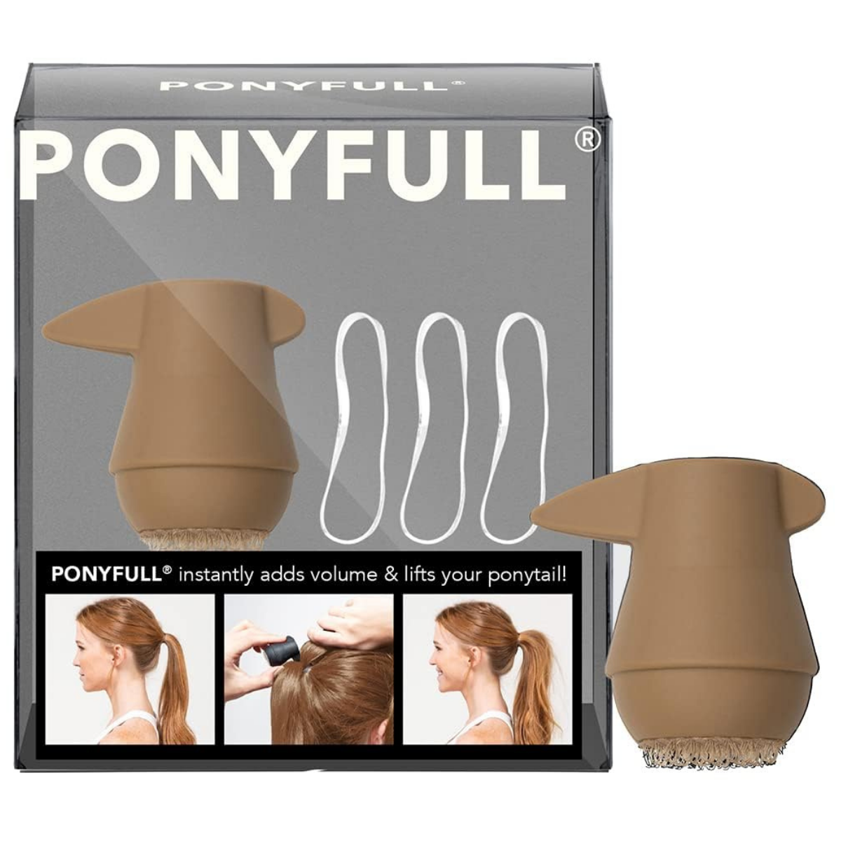 Kitsch PONYFULL Hair Volumizer Tool - Adds Lift and Style To Your Ponytail | Hair Bun Maker for Women | Ponytail Volumizer, Includes 3 No Snag Elastic Ties | Ideal Gifts for Women - (Blonde)